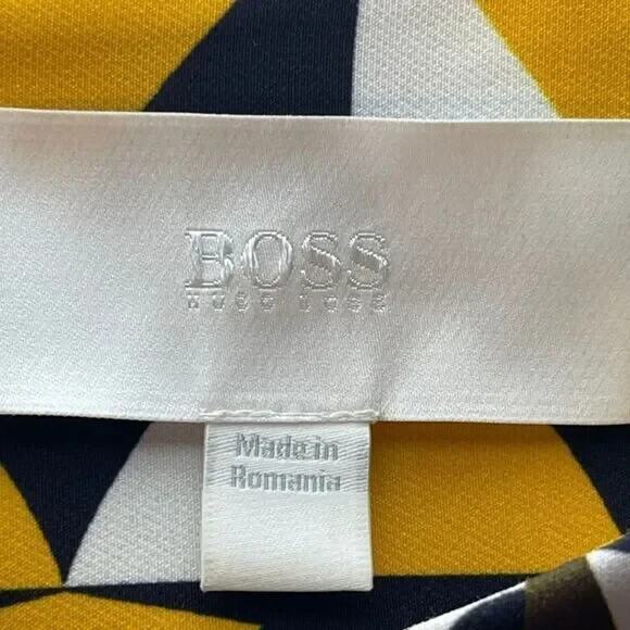 Hugo Boss Dareika Anthracite Sheath Dress Geometric Print Short Sleeve 2 XS - Picture 7 of 12